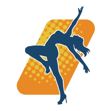 Zayıf kadın silueti dans ediyor ya da aerobik hareket yapıyor. Balerin silueti..