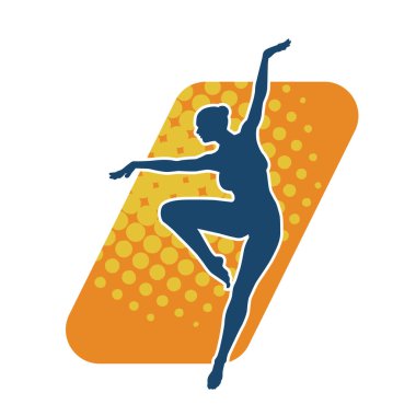 Zayıf kadın silueti dans ediyor ya da aerobik hareket yapıyor. Balerin silueti..