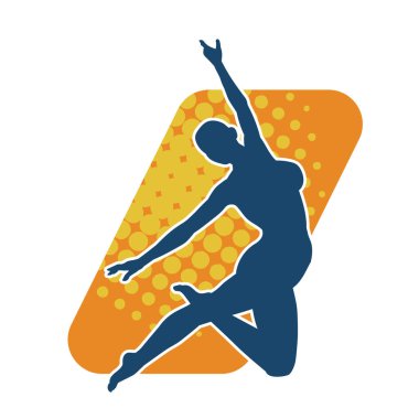 Zayıf kadın silueti dans ediyor ya da aerobik hareket yapıyor. Balerin silueti..