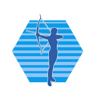 Dişi okçu bir dövüşçünün silueti ok ve yayla pozisyonunu alıyor..