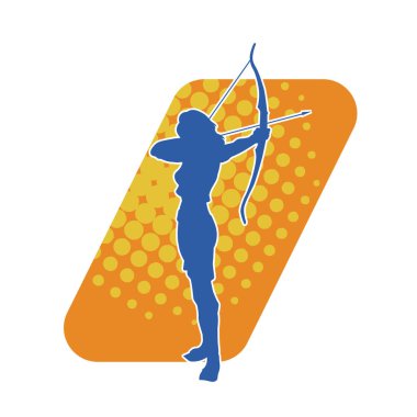 Dişi okçu bir dövüşçünün silueti ok ve yayla pozisyonunu alıyor..