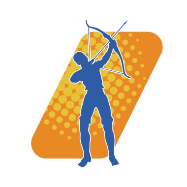 Dişi okçu bir dövüşçünün silueti ok ve yayla pozisyonunu alıyor..