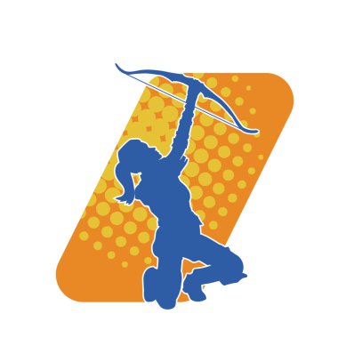 Dişi okçu bir dövüşçünün silueti ok ve yayla pozisyonunu alıyor..