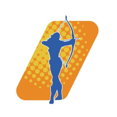 Dişi okçu bir dövüşçünün silueti ok ve yayla pozisyonunu alıyor..