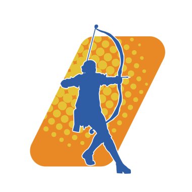 Dişi okçu bir dövüşçünün silueti ok ve yayla pozisyonunu alıyor..