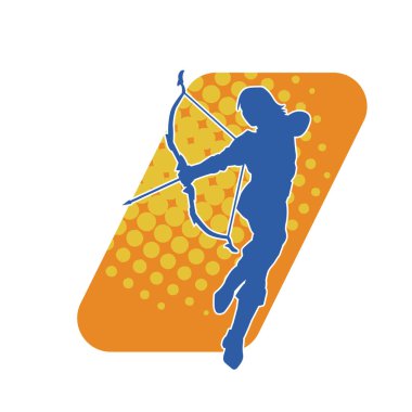 Dişi okçu bir dövüşçünün silueti ok ve yayla pozisyonunu alıyor..