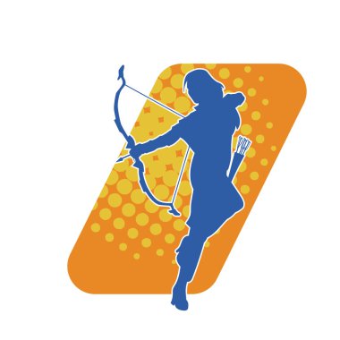 Dişi okçu bir dövüşçünün silueti ok ve yayla pozisyonunu alıyor..