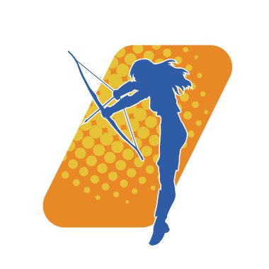 Dişi okçu bir dövüşçünün silueti ok ve yayla pozisyonunu alıyor..