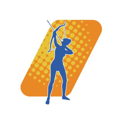 Dişi okçu bir dövüşçünün silueti ok ve yayla pozisyonunu alıyor..