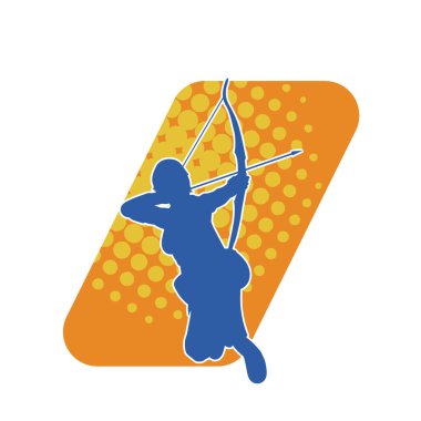 Dişi okçu bir dövüşçünün silueti ok ve yayla pozisyonunu alıyor..