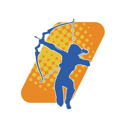 Dişi okçu bir dövüşçünün silueti ok ve yayla pozisyonunu alıyor..