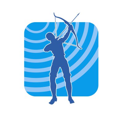 Dişi okçu bir dövüşçünün silueti ok ve yayla pozisyonunu alıyor..