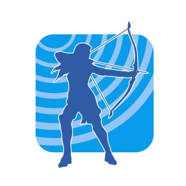 Dişi okçu bir dövüşçünün silueti ok ve yayla pozisyonunu alıyor..