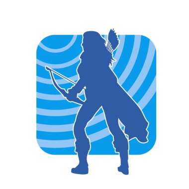 Dişi okçu bir dövüşçünün silueti ok ve yayla pozisyonunu alıyor..