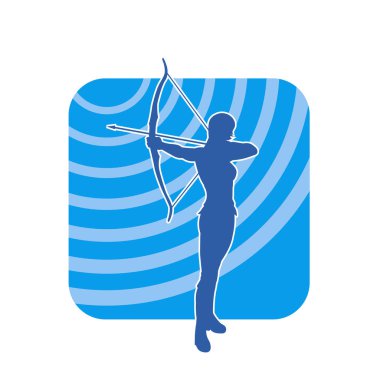 Dişi okçu bir dövüşçünün silueti ok ve yayla pozisyonunu alıyor..