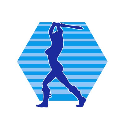 Ortaçağ kadın savaşçısının silueti kılıçlı poz veriyor..