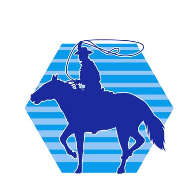 Kement ipiyle ata binen bir kovboyun silueti.