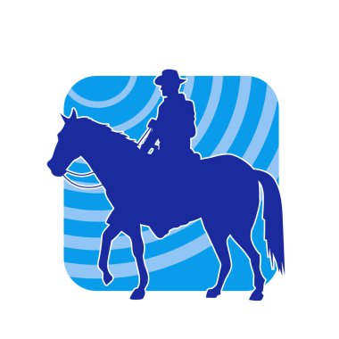 At süren bir kovboyun silueti.