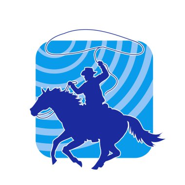 At süren bir kovboyun silueti. Kementle ip atıyor.