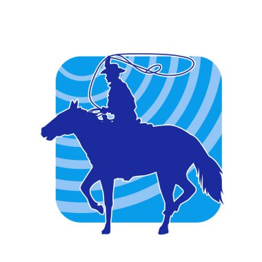 Kement ipiyle ata binen bir kovboyun silueti.