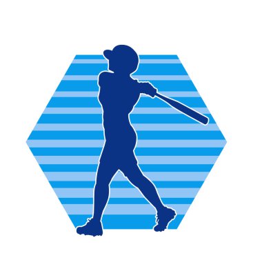 Tahta sopalı bir erkek beyzbol oyuncusunun silueti.