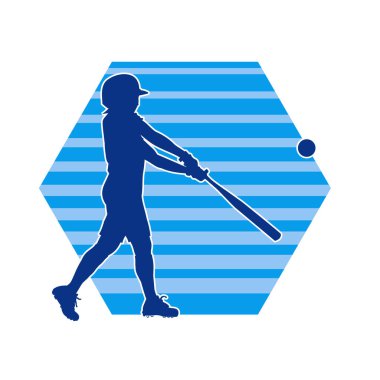 Tahta sopalı bir erkek beyzbol oyuncusunun silueti.