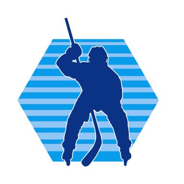 Erkek buz hokeyi oyuncusunun silueti hareket halinde.