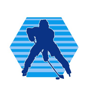 Erkek buz hokeyi oyuncusunun silueti hareket halinde.