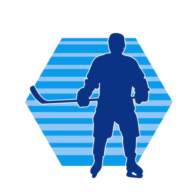 Erkek buz hokeyi oyuncusunun silueti hareket halinde.