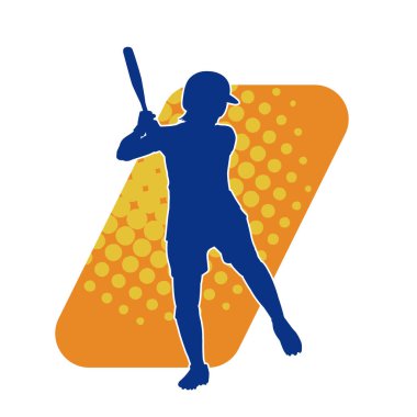 Tahta sopalı bir erkek beyzbol oyuncusunun silueti.