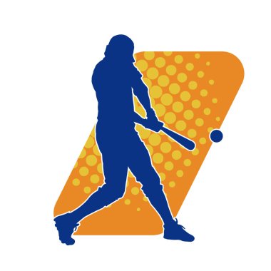 Tahta sopalı bir erkek beyzbol oyuncusunun silueti.