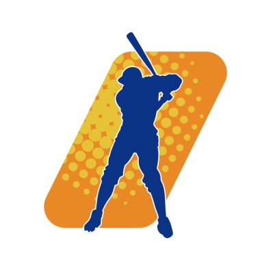 Tahta sopalı bir erkek beyzbol oyuncusunun silueti.