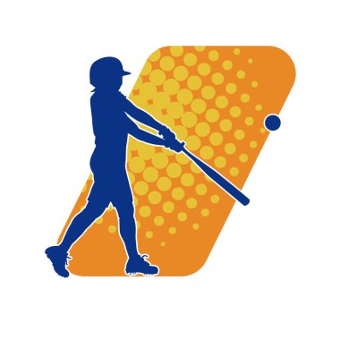 Tahta sopalı bir erkek beyzbol oyuncusunun silueti.