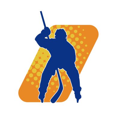 Erkek buz hokeyi oyuncusunun silueti hareket halinde.