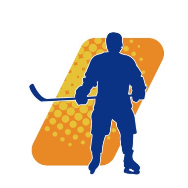 Erkek buz hokeyi oyuncusunun silueti hareket halinde.