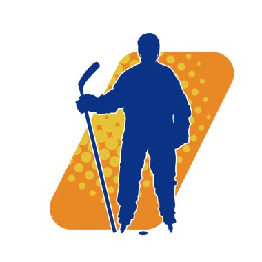 Erkek buz hokeyi oyuncusunun silueti hareket halinde.