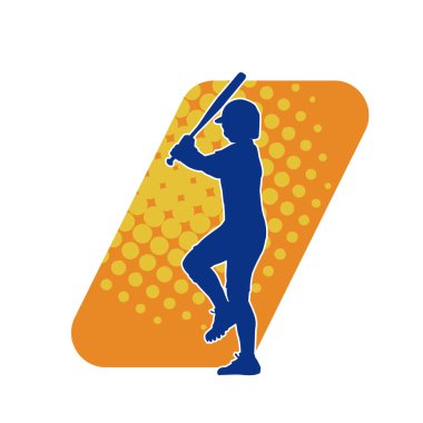 Tahta sopalı bir erkek beyzbol oyuncusunun silueti.