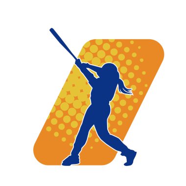 Tahta sopalı bayan bir beyzbol oyuncusunun silüeti..