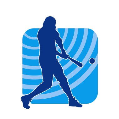 Tahta sopalı bir erkek beyzbol oyuncusunun silueti.