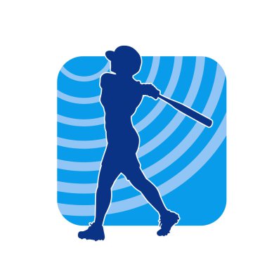 Tahta sopalı bir erkek beyzbol oyuncusunun silueti.