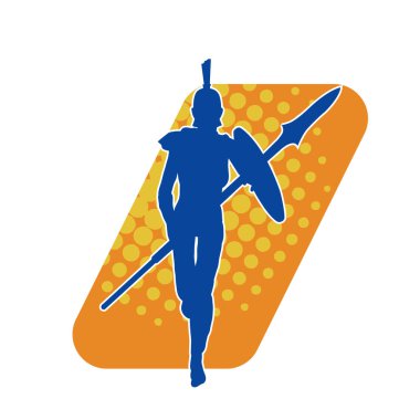 Zırhlı, mızrak ve zırhlı bir kadın savaşçının silueti..