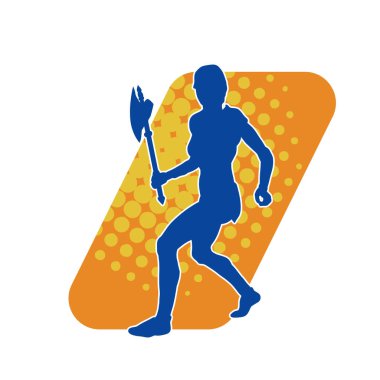 Savaşçı bir kadının silueti savaş baltası taşıyor.