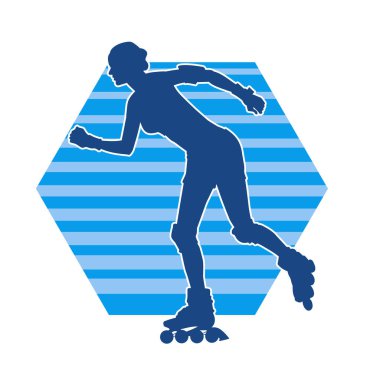 Paten kayan bir kadının silüeti. Sportif kadın silueti Tekerlekli sandalyede iyi eğlenceler.