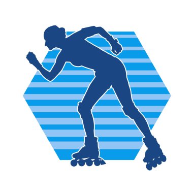 Paten kayan bir kadının silüeti. Sportif kadın silueti Tekerlekli sandalyede iyi eğlenceler.