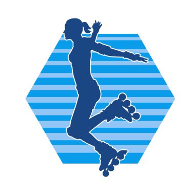 Paten kayan bir kadının silüeti. Sportif kadın silueti Tekerlekli sandalyede iyi eğlenceler.