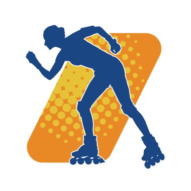 Paten kayan bir kadının silüeti. Sportif kadın silueti Tekerlekli sandalyede iyi eğlenceler.