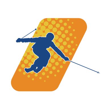 Kar sporu yapan insanların silueti. Kar kayağı yapan insanların silueti.