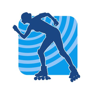 Paten kayan bir kadının silüeti. Sportif kadın silueti Tekerlekli sandalyede iyi eğlenceler.