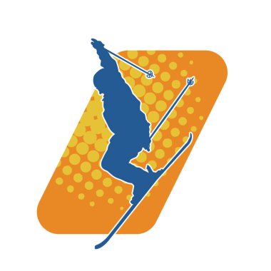 Kar sporu yapan insanların silueti. Kar kayağı yapan insanların silueti.