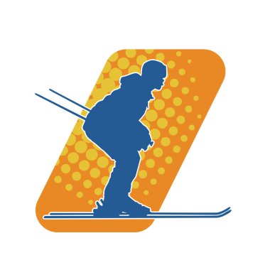 Kar sporu yapan insanların silueti. Kar kayağı yapan insanların silueti.